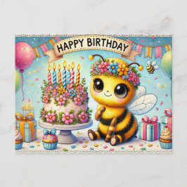 Postal Celebración Adorable de la Abeja de Cumpleaños
