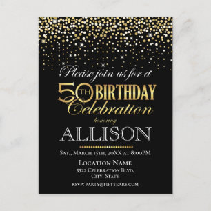Postal Celebración de cumpleaños cincuenta años