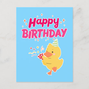 Postal Celebración de CUMPLEAÑOS Pollito Bebé Kawaii Lind