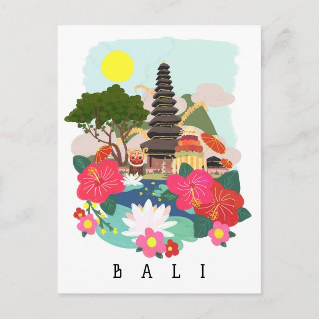 Postal Celebración de Galungan en Poster de Bali (Anverso)