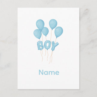 Postal Celebración de globo bebé niño azul