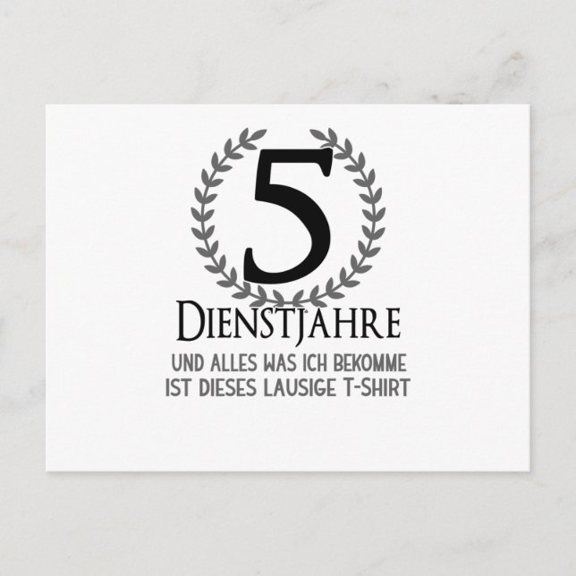 Postal Celebración de la empresa 5 años de aniversario Em (Anverso)