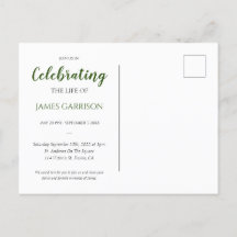 Celebración de la vida de color verde oscuro con t