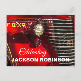 Postal Celebración de la vida del camión de bomberos anti