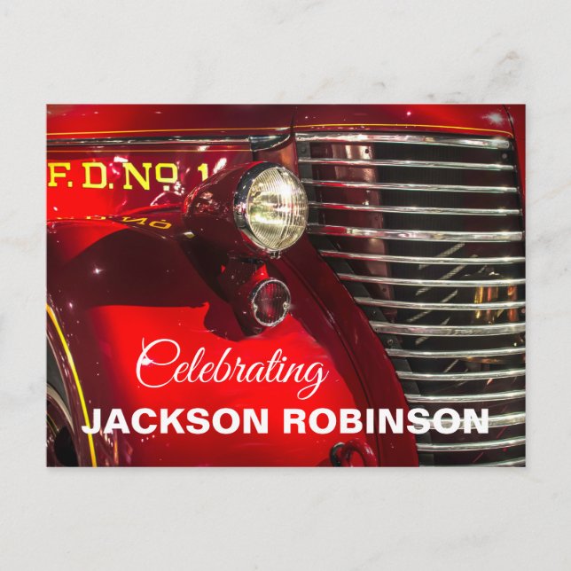 Postal Celebración de la vida del camión de bomberos anti (Anverso)