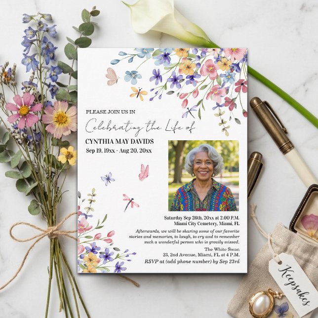 Postal Celebración De La Vida Foto De Flores Silvestres (Subido por el creador)
