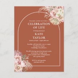 Postal Celebración de la vida funeral con arco de hierba 