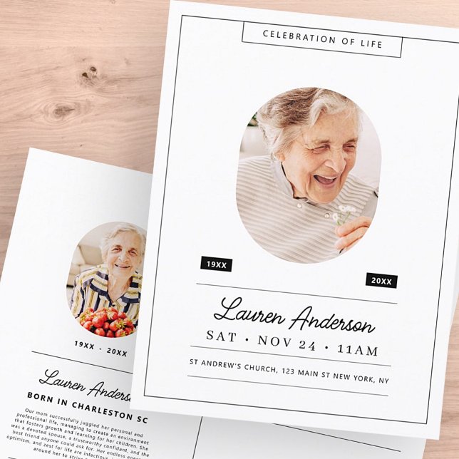 Postal Celebración de la Vida Memorial Moderno Simple Fot (Subido por el creador)