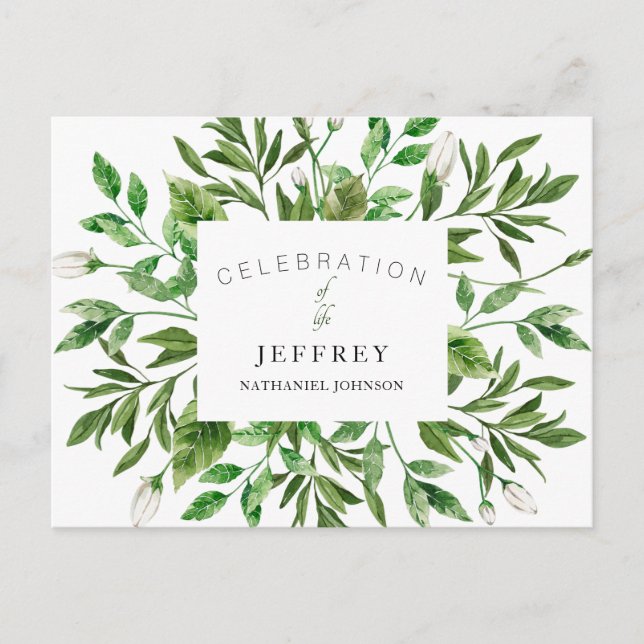 Postal Celebración de la vida y reunión de duelo con foll (Anverso)