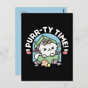 Postal Celebración de los navidades con un gato moro