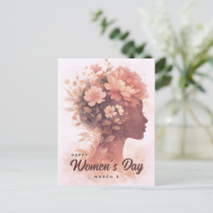 Postal Celebración del Día de la Mujer Floral Elegante 8