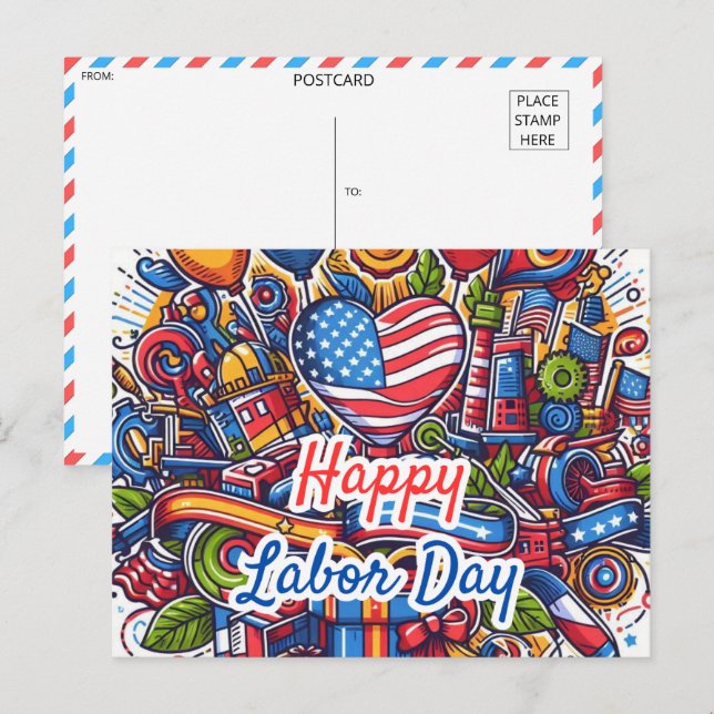 Postal Celebración del Día del Trabajo festivo (Anverso / Reverso)