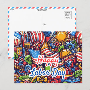 Postal Celebración del Día del Trabajo festivo