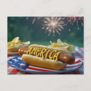 Postal Celebración del Hot Dog del 4 de Julio