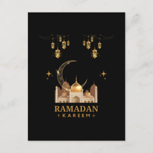 Postal Celebración dorada floral de Ramadan Kareem