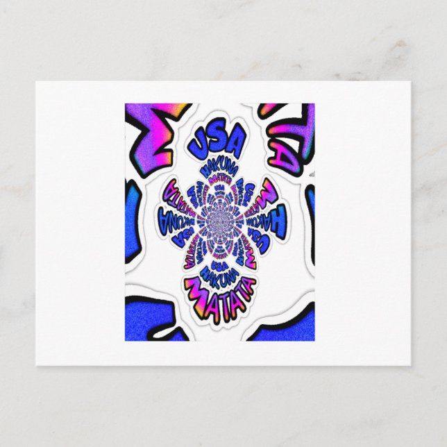Postal Celebración en EEUU: Bonito texto divertido y arte (Anverso)