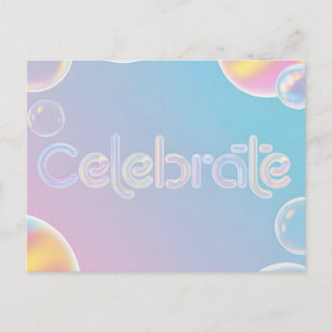 Postal Celebración holográfica: tipografía "Celebrar"