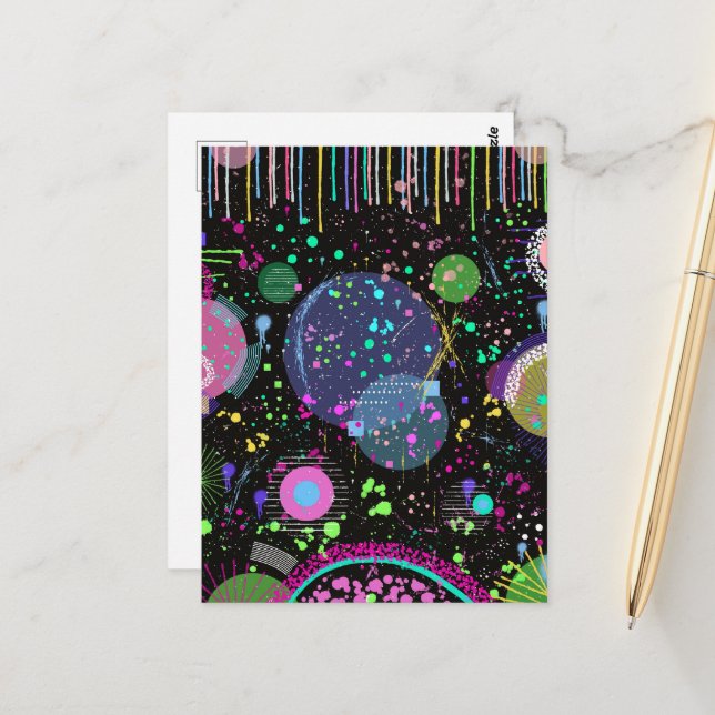 Postal Celebraciones Celestiales: Arte Abstracto Maximali (Anverso/Reverso In Situ)
