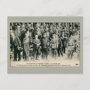 Postal Celebraciones de la victoria en París Foch y Joffr