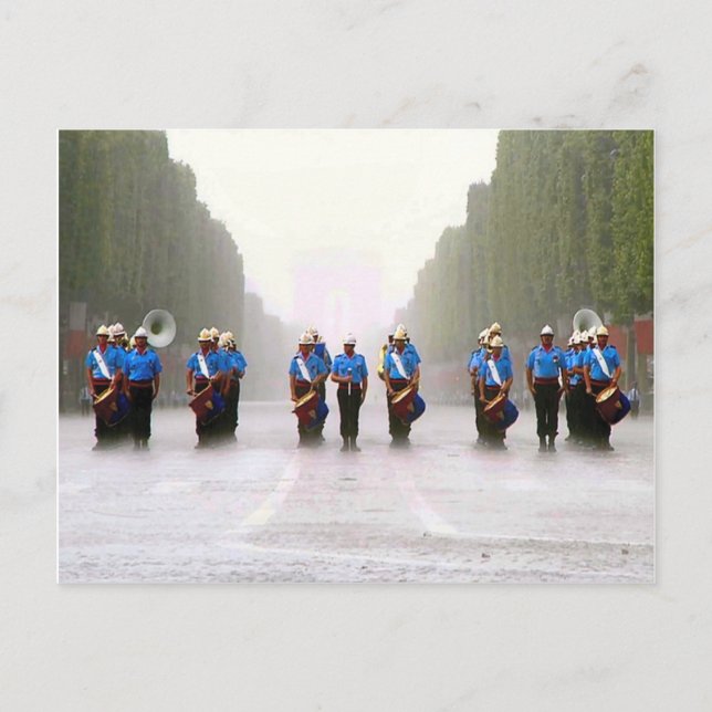 Postal Celebrando el Día de la Bastilla, marines estadoun (Anverso)