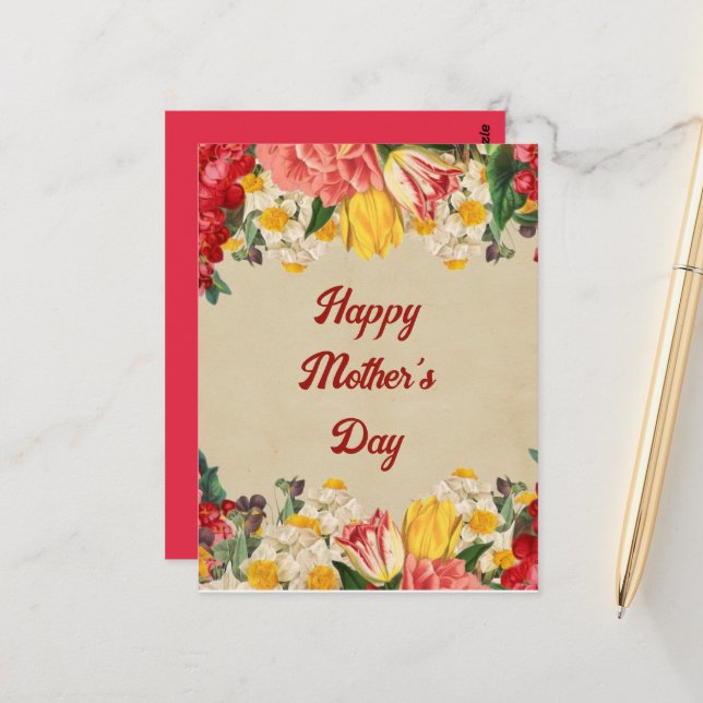 Postal Celebrando la flor del Día de la Madre 2025 (Anverso/Reverso In Situ)