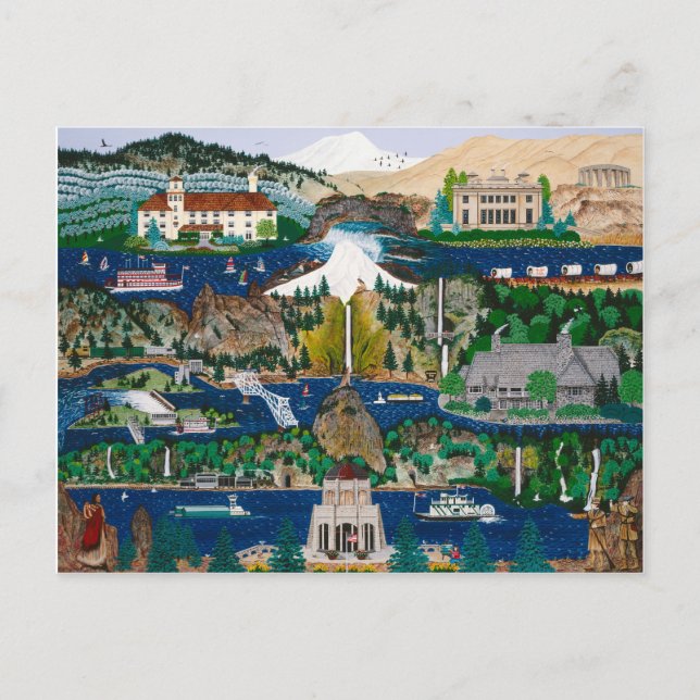 Postal Celebrando la garganta del río Columbia (Anverso)