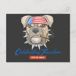 Postal Celebrando la libertad 4 de julio Bulldog american