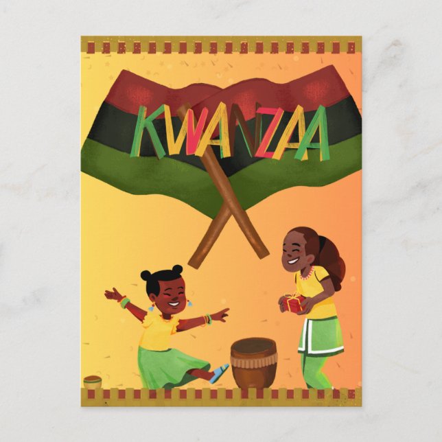 Postal "Celebrar la unidad: una alegre reunión de Kwanzaa (Anverso)