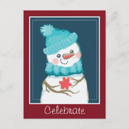 Postal Celebrar las vacaciones de Snowman en Top Hat