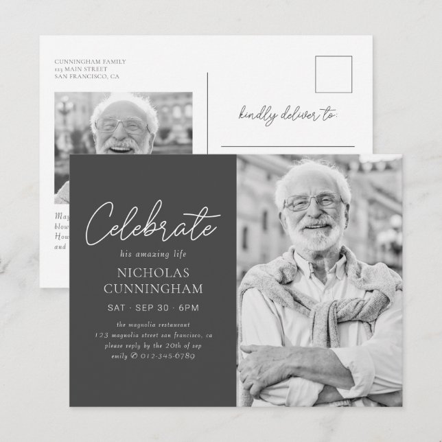 Postal Celebrar su increíble vida Foto simple moderna (Anverso / Reverso)