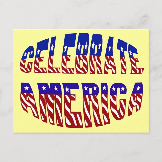 Postal Celebrate America Flag Font #1 Postcard (Anverso)