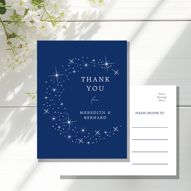 Postal Celestial Elegant Wedding Moon Thank You Postcard (Subido por el creador)