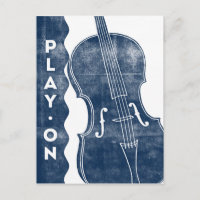 Postal Cello - Blanco Azul de la Marina Retro Vint