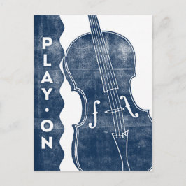 Postal Cello - Blanco Azul de la Marina Retro Vint