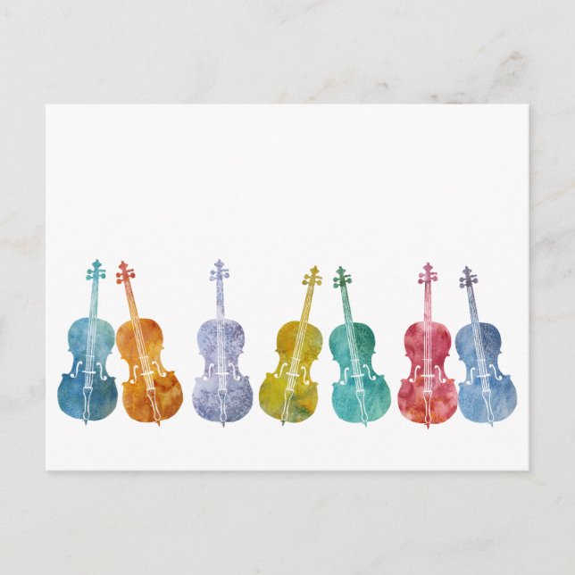 Postal Cellos multicolores (Anverso)