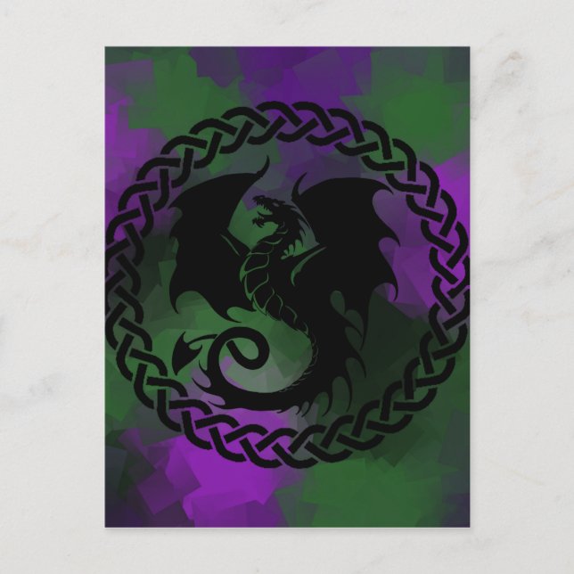 Postal CelticCircleDragonPurpleGreen (Anverso)