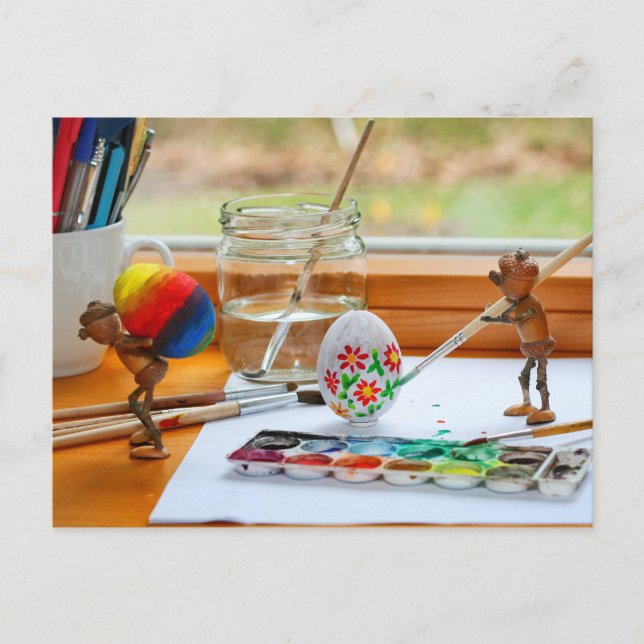 Postal Células de maíz decorando huevos de Pascua Postale (Anverso)