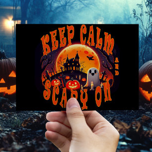 Postal Cementerio de Halloween lindo Fantasma y Jack-O-La