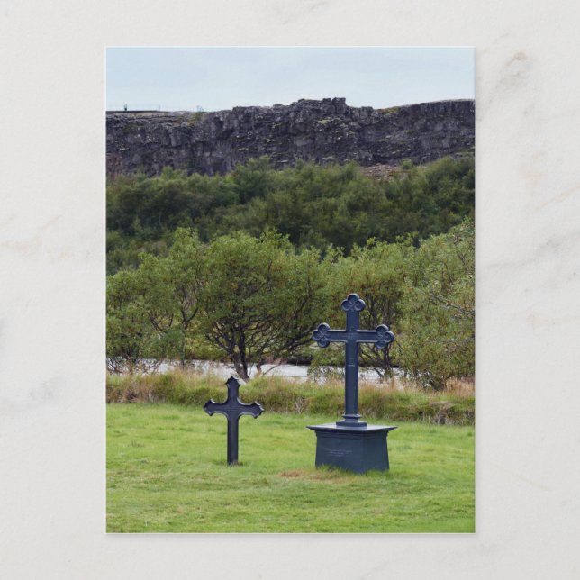 Postal Cementerio de la Iglesia de Thingvellir, Islandia (Anverso)