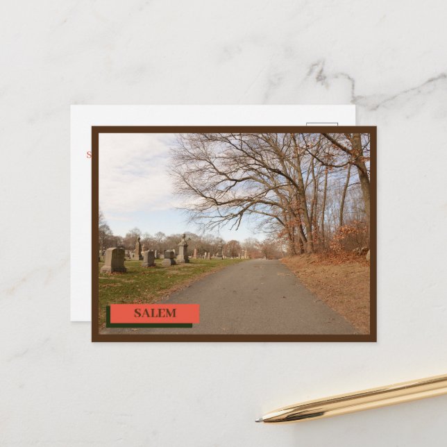 Postal Cementerio de Salem Massachusetts (Anverso/Reverso In Situ)