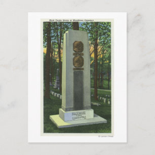 Postal Cementerio de Woodlawn, escena de Mark Twain Grave