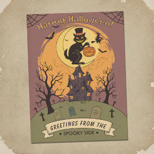Postal Cementerio espeluznante - Escena de Halloween