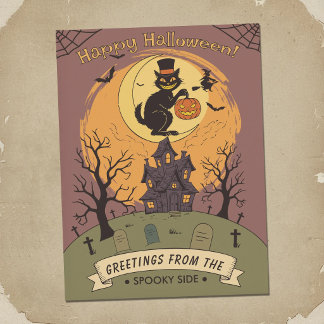 Postal Cementerio espeluznante - Escena de Halloween