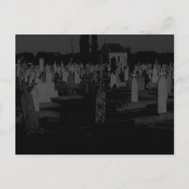 Postal Cementerio gótico de Halloween lápidas del cemente (Anverso)