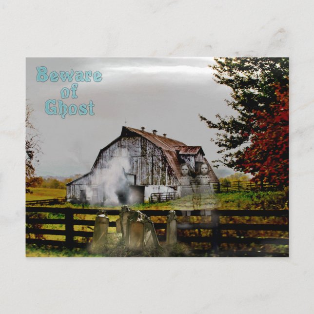 Postal *~* Cementerio Spooky BEWARE de Ghost HALLOWEEN (Anverso)