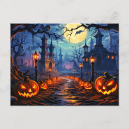 Postal Cementerio Spooky Feliz Halloween