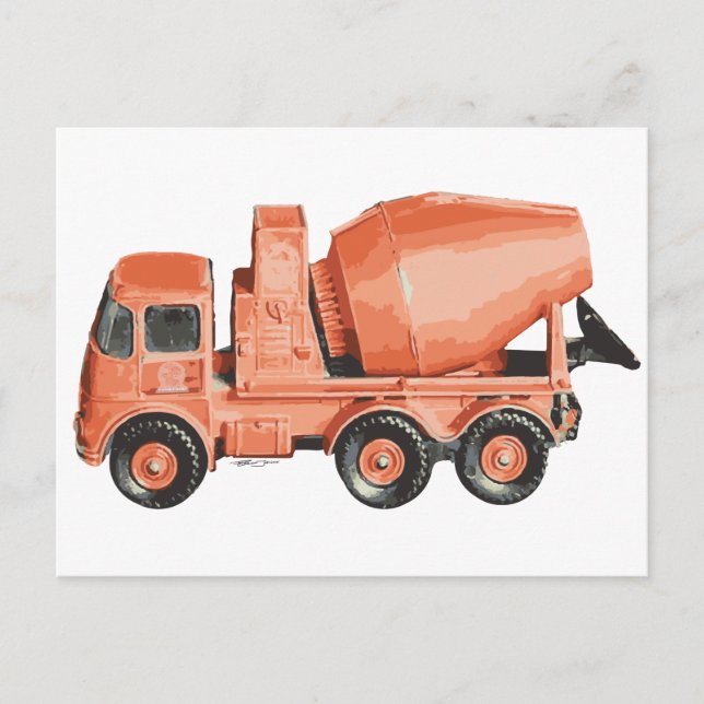 Postal Cemento Cement Toy Truck Naranja de concreto (Anverso)
