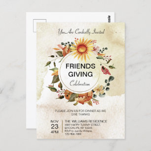 Postal Cena amistosa Día de Acción de Gracias Girasol oto