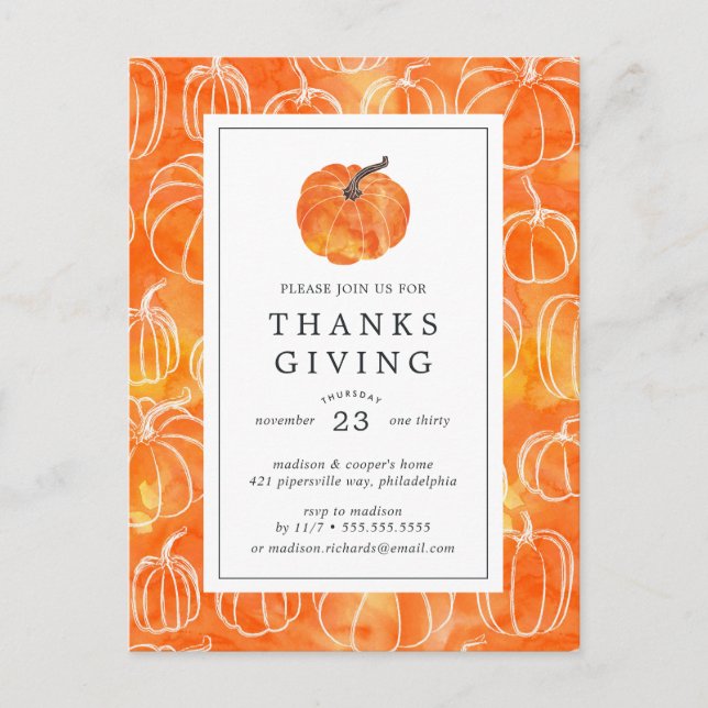 Postal Cena de Acción de Gracias | Calabazas acuáticas (Anverso)