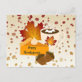 Postal Cena de Acción de Gracias Cocina Pastel de Calabaz